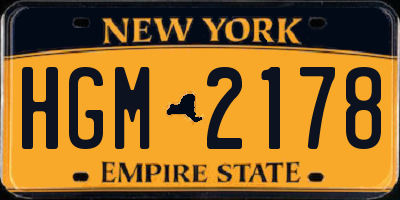 NY license plate HGM2178