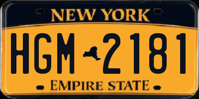 NY license plate HGM2181