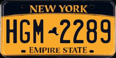 NY license plate HGM2289