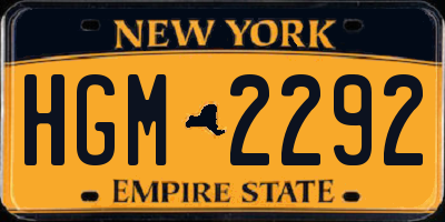 NY license plate HGM2292