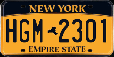 NY license plate HGM2301