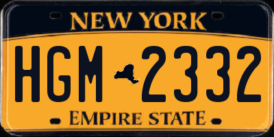 NY license plate HGM2332