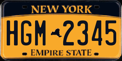 NY license plate HGM2345