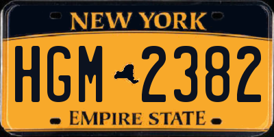 NY license plate HGM2382