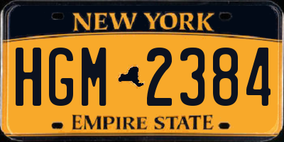 NY license plate HGM2384