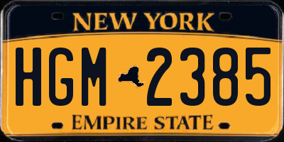 NY license plate HGM2385