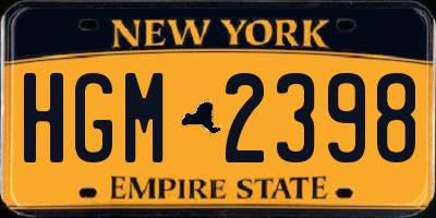 NY license plate HGM2398