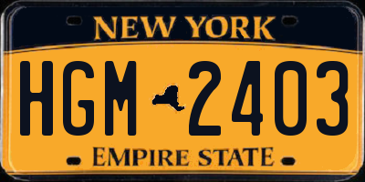 NY license plate HGM2403