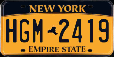 NY license plate HGM2419