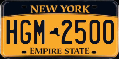 NY license plate HGM2500