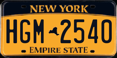 NY license plate HGM2540