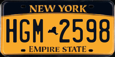 NY license plate HGM2598