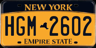 NY license plate HGM2602
