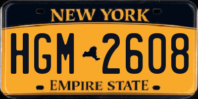 NY license plate HGM2608