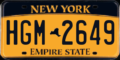 NY license plate HGM2649