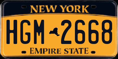 NY license plate HGM2668