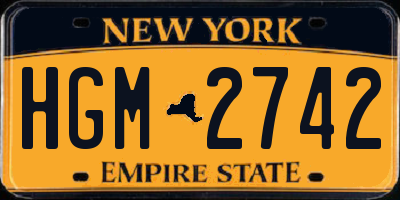 NY license plate HGM2742