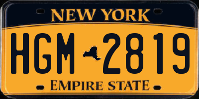 NY license plate HGM2819