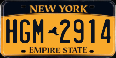 NY license plate HGM2914
