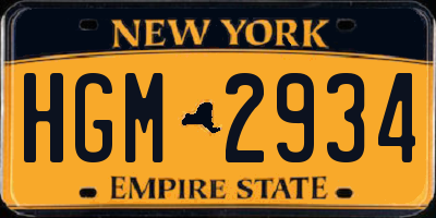 NY license plate HGM2934