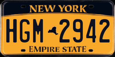 NY license plate HGM2942