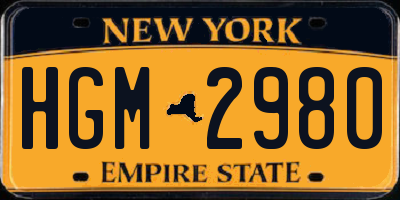 NY license plate HGM2980