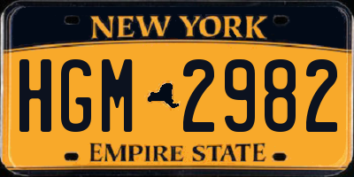 NY license plate HGM2982