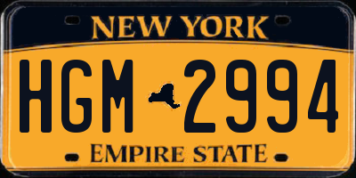 NY license plate HGM2994