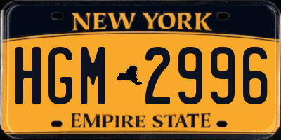 NY license plate HGM2996