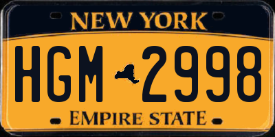 NY license plate HGM2998