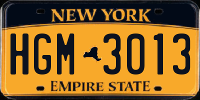 NY license plate HGM3013