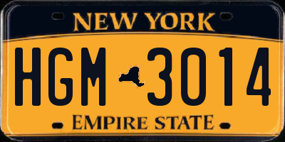 NY license plate HGM3014