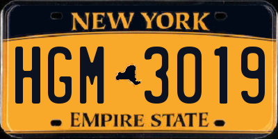 NY license plate HGM3019