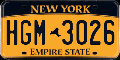 NY license plate HGM3026