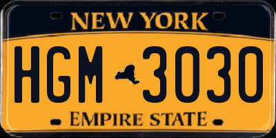 NY license plate HGM3030