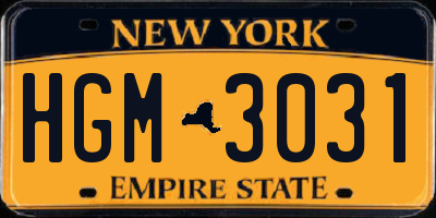 NY license plate HGM3031