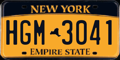 NY license plate HGM3041