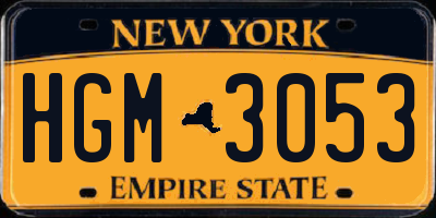 NY license plate HGM3053