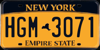 NY license plate HGM3071