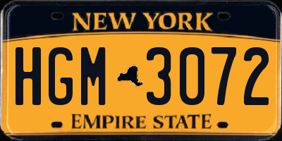 NY license plate HGM3072