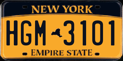 NY license plate HGM3101