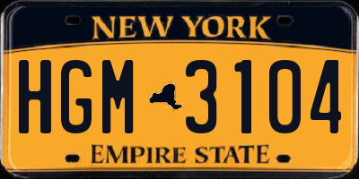 NY license plate HGM3104