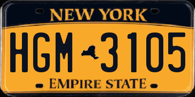 NY license plate HGM3105