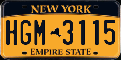 NY license plate HGM3115