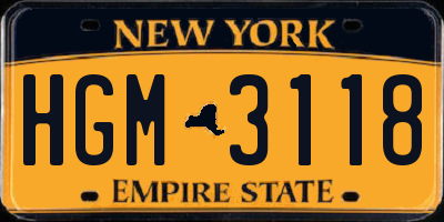 NY license plate HGM3118