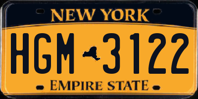 NY license plate HGM3122