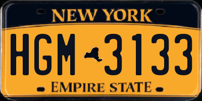 NY license plate HGM3133