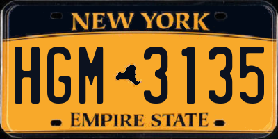 NY license plate HGM3135