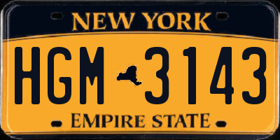 NY license plate HGM3143