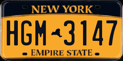 NY license plate HGM3147